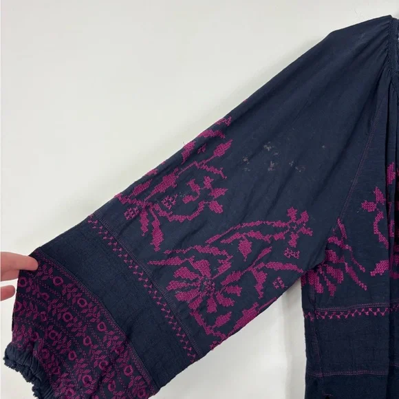 Free People Persuasion Embroidered Top Womens M Oversized Slouchy Boho Hippie - Picture 3 of 9